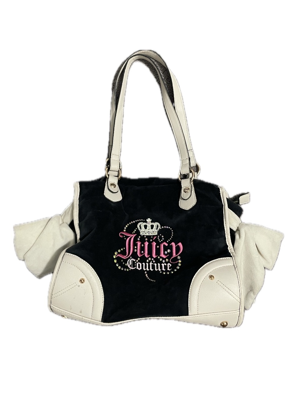 ✰ Juicy Couture Black and Cream Embellished Vintage Shoulder Bag ✰